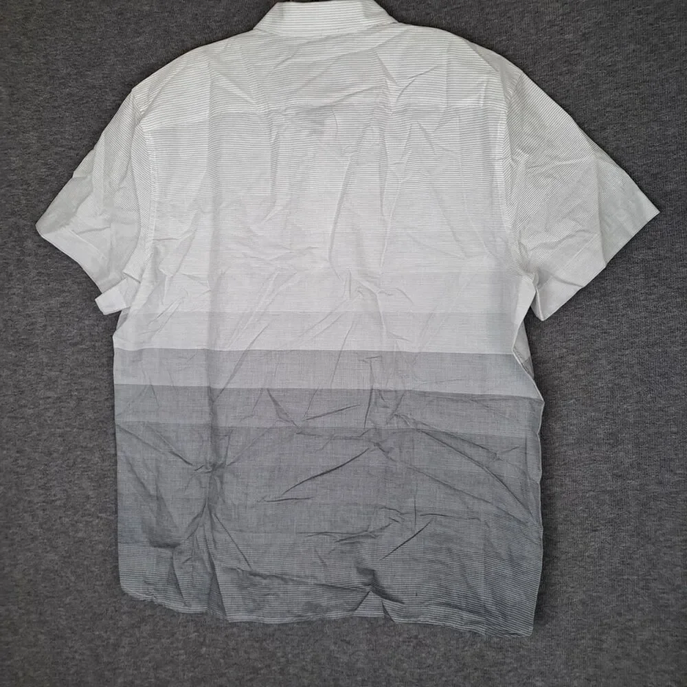 Perry Ellis White Gray Striped Oeko-Tex Short Sleeve Shirt‎ Men's XL NWT